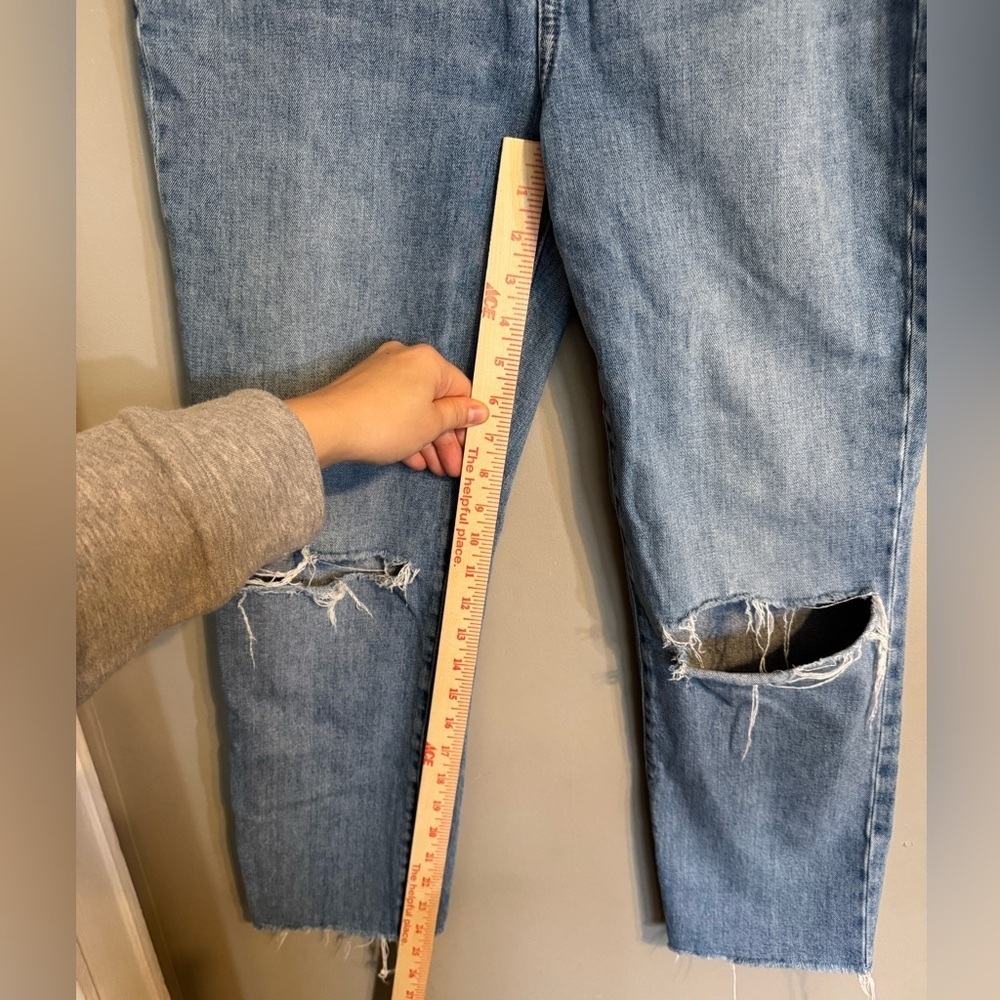 Madewell High Rise Slim Crop Boy Jean Light Blue Distressed Boyfriend Jeans - Picture 8 of 10